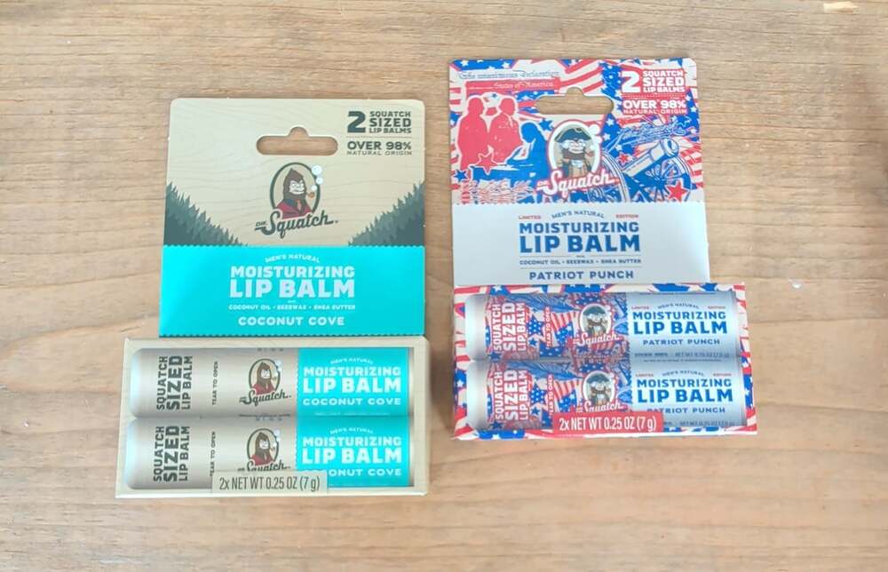 Dr. Squatch Moisturizing Lip Balm 2 Pack - Coconut Cove and Patriot Punch